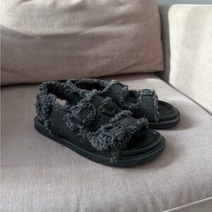 Zara Black Dad Sandals with Rhinestones – Size 39